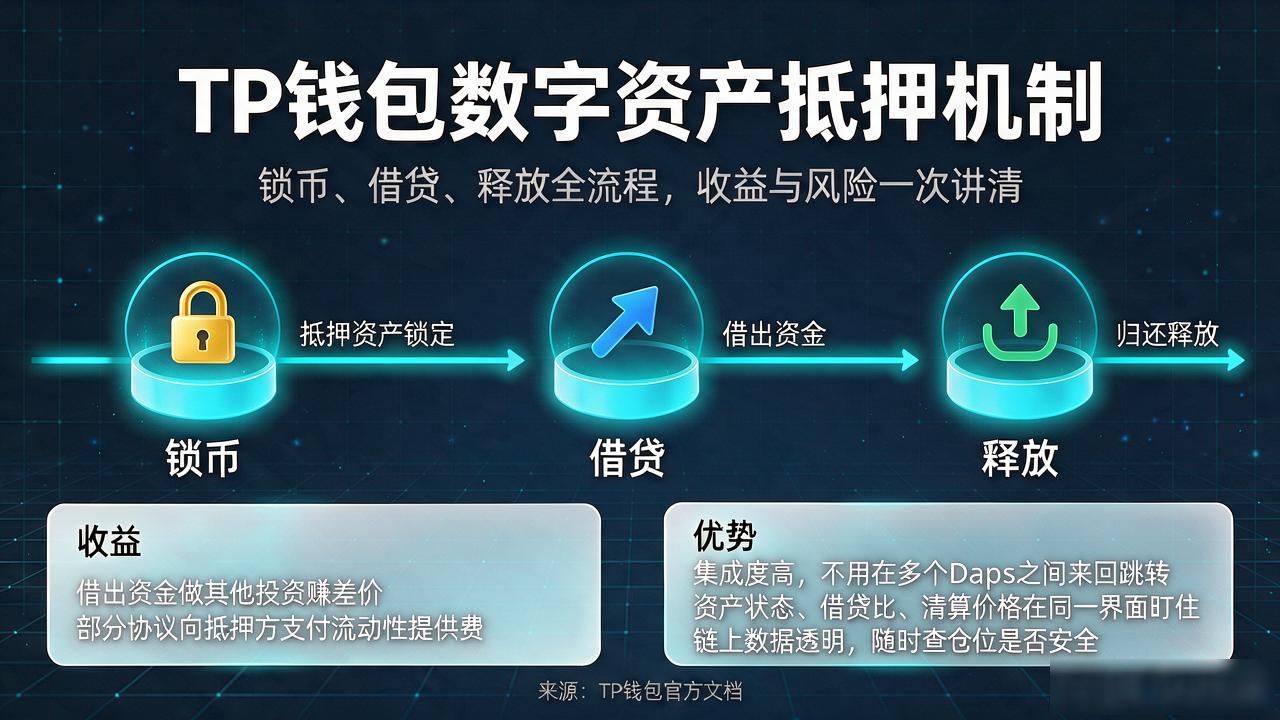 TP钱包数字资产抵押机制：锁币、借贷、释放全流程，收益与风险一次讲清